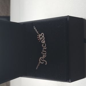 1/5 CT. T.W. Diamond Crowned "Princess" Necklace in Sterling Silver and 10K Rose